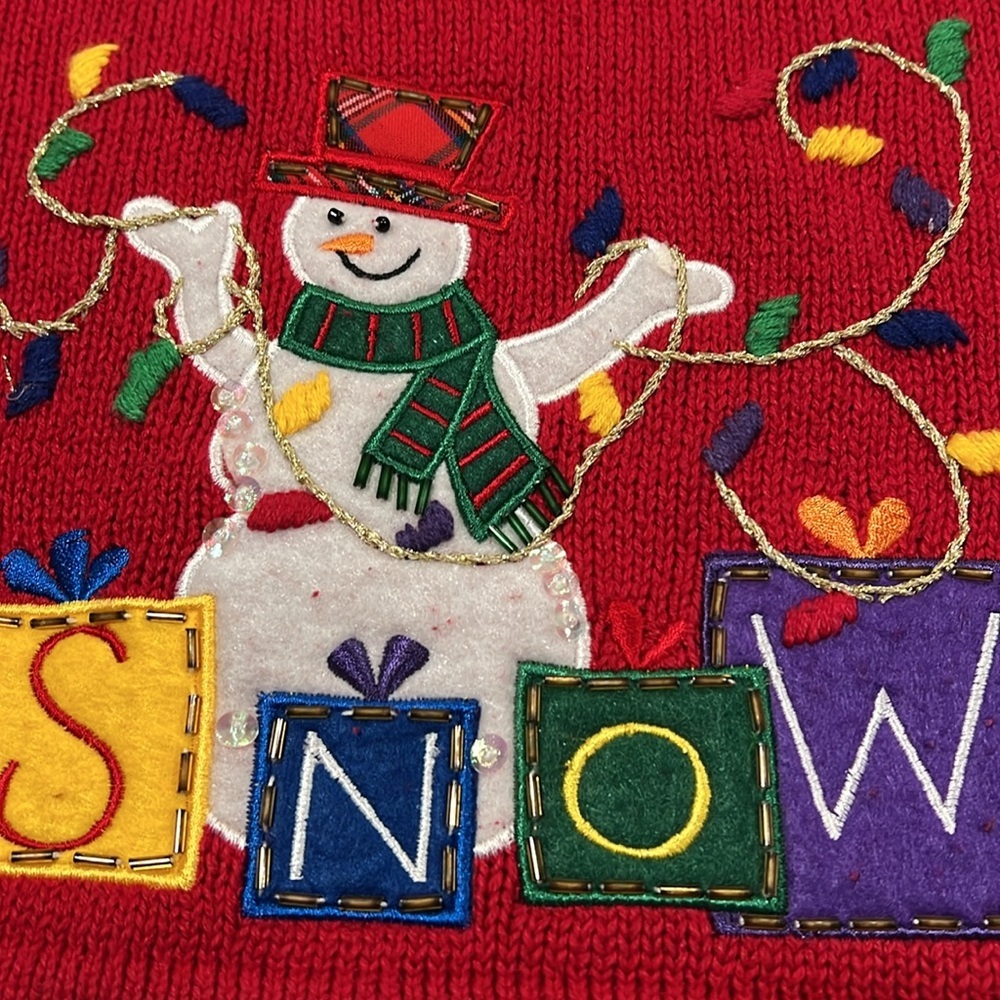White Stag - L, red/blue, holiday, snowman sweater - Picture 5 of 11